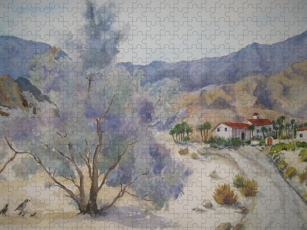 Desertscape Jigsaw Puzzle featuring the painting Historic La Quinta Cove by Maria Hunt