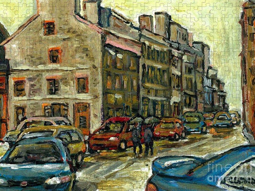 Pierre Du Calvet House Old Montreal Jigsaw Puzzle featuring the painting Historical Art Old Montreal Landmark Pierre Du Calvet House Celebrate Montreal 375 Carole Spandau by Carole Spandau