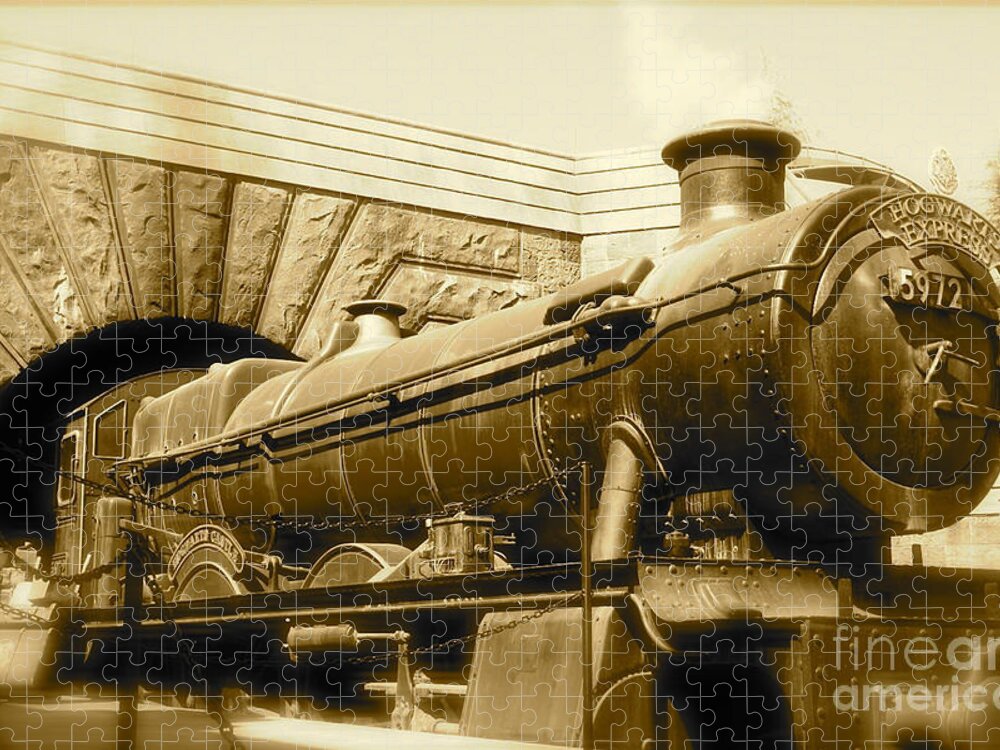 Harry Potter Jigsaw Puzzle featuring the photograph Hogwarts Express Sepia 1 by Shelley Overton