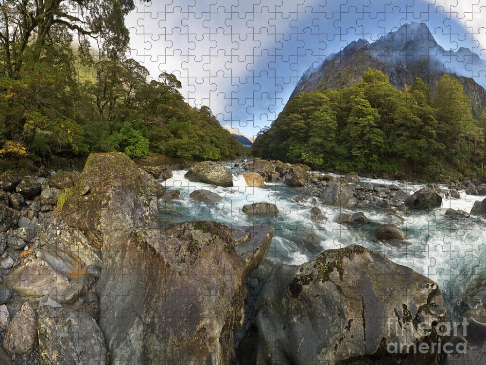 00463431 Jigsaw Puzzle featuring the photograph Hollyford River Fjordland NP by Yva Momatiuk John Eastcott