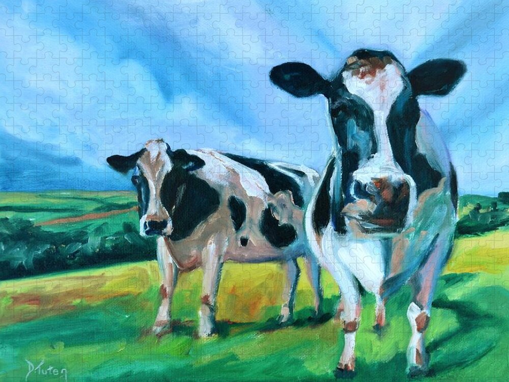 Donna Tuten Jigsaw Puzzle featuring the painting Holstein Amoogos by Donna Tuten