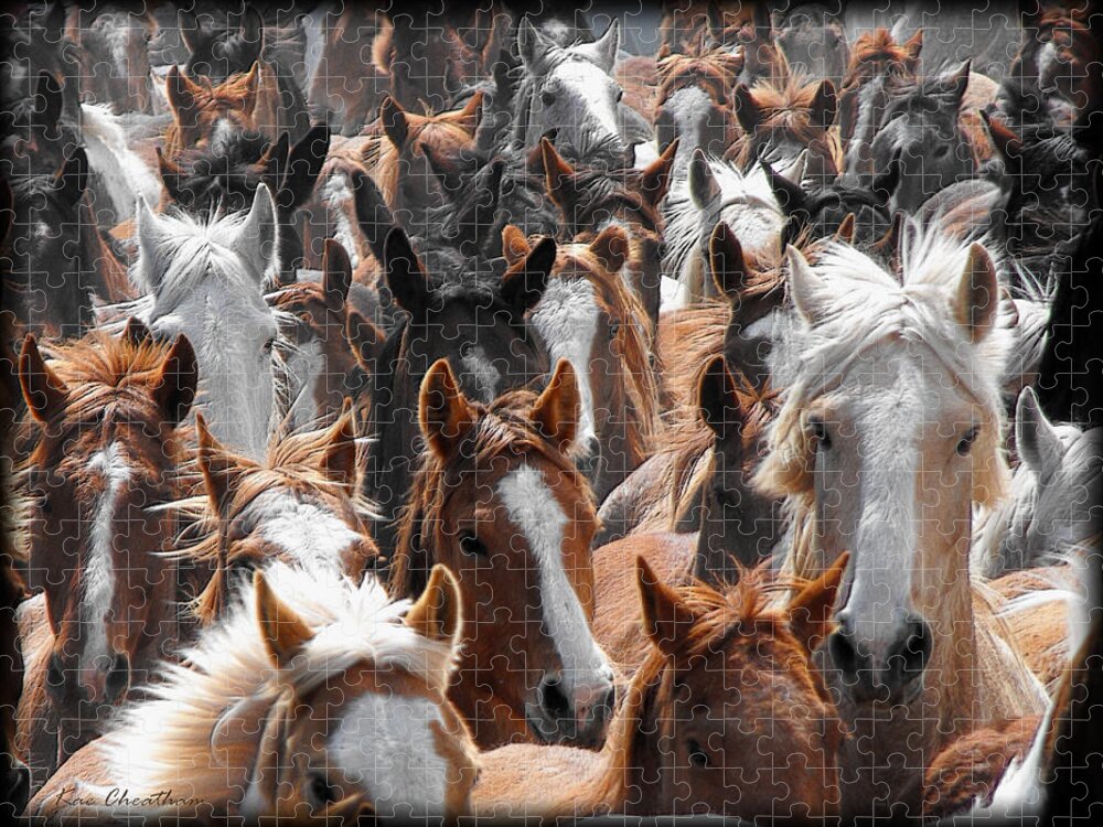 Horse Jigsaw Puzzle featuring the photograph Horse Faces by Kae Cheatham