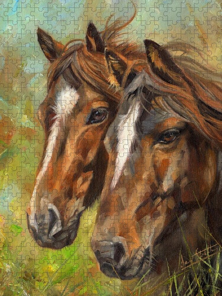 Horse Jigsaw Puzzle featuring the painting Horses by David Stribbling