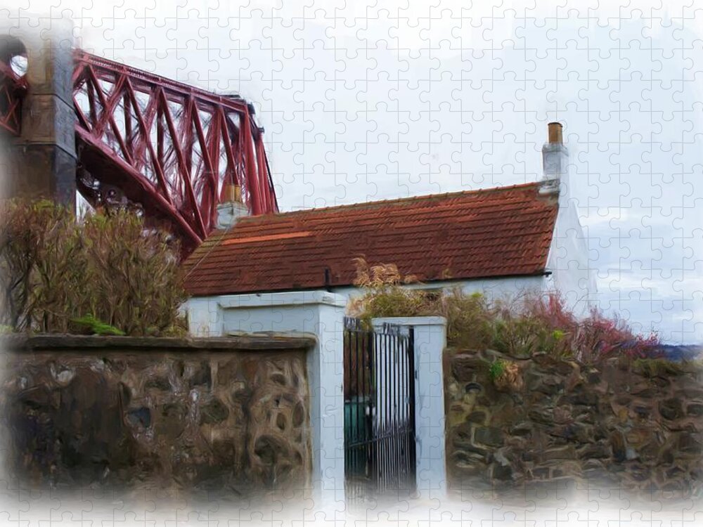 House At The Bridge Jigsaw Puzzle featuring the photograph House at the bridge by Elena Perelman