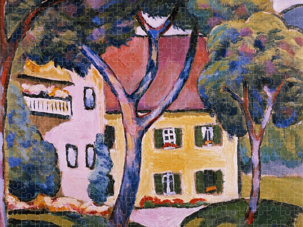 Macke Jigsaw Puzzle featuring the painting House in a Landscape by August Macke