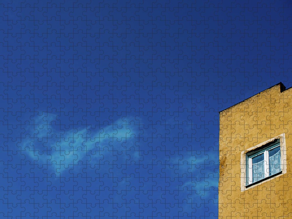 Tranquility Jigsaw Puzzle featuring the photograph House Window And Blue Sky by A. Aleksandravicius