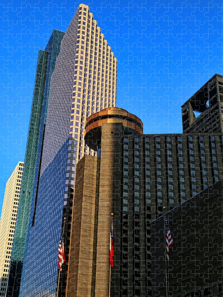 Houston Jigsaw Puzzle featuring the photograph Houston Buildings by Judy Vincent
