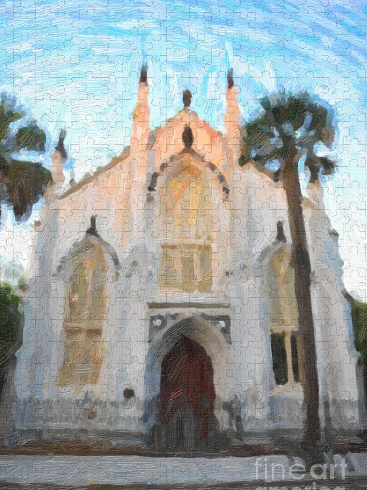 French Huguenot Jigsaw Puzzle featuring the digital art Huguenot Church by Dale Powell