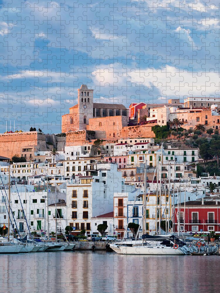 Built Structure Jigsaw Puzzle featuring the photograph Ibiza Town At Sunrise by Jorg Greuel