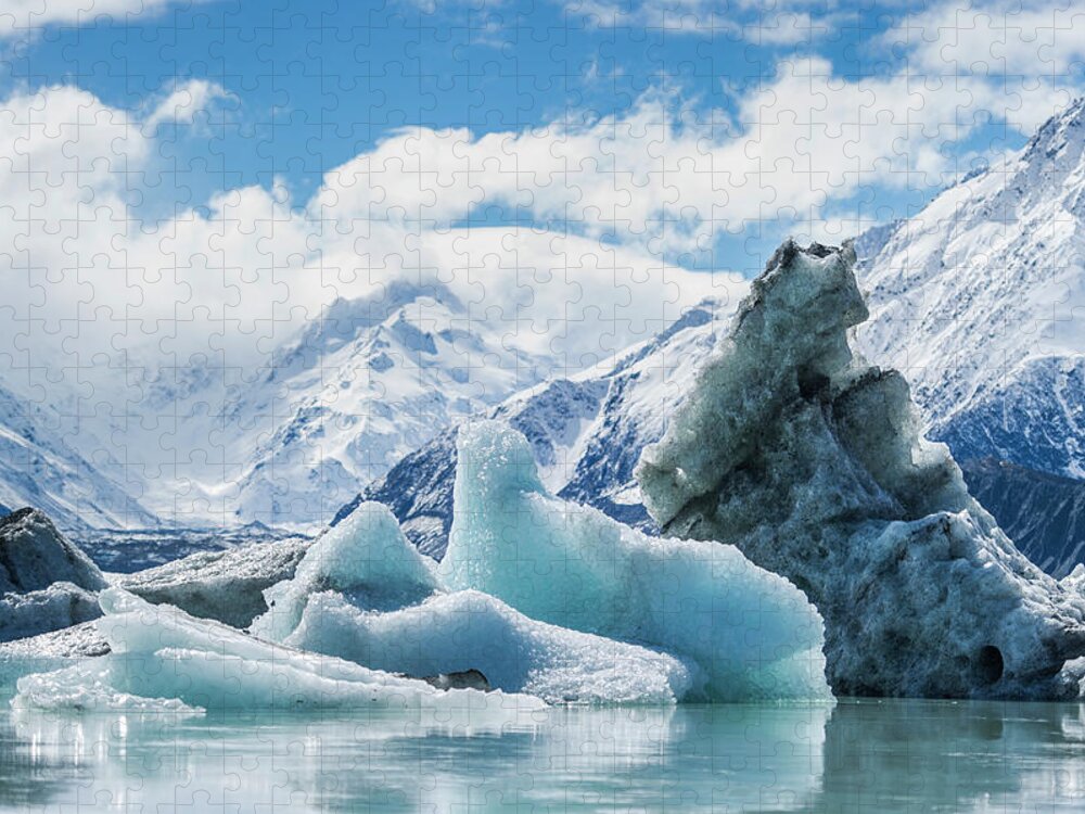 Tranquility Jigsaw Puzzle featuring the photograph Icebergs From Melting Glacier by Jason Hosking