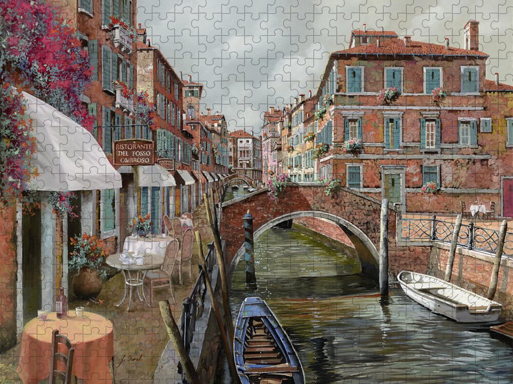 Venice Jigsaw Puzzle featuring the painting Il Fosso Ombroso by Guido Borelli