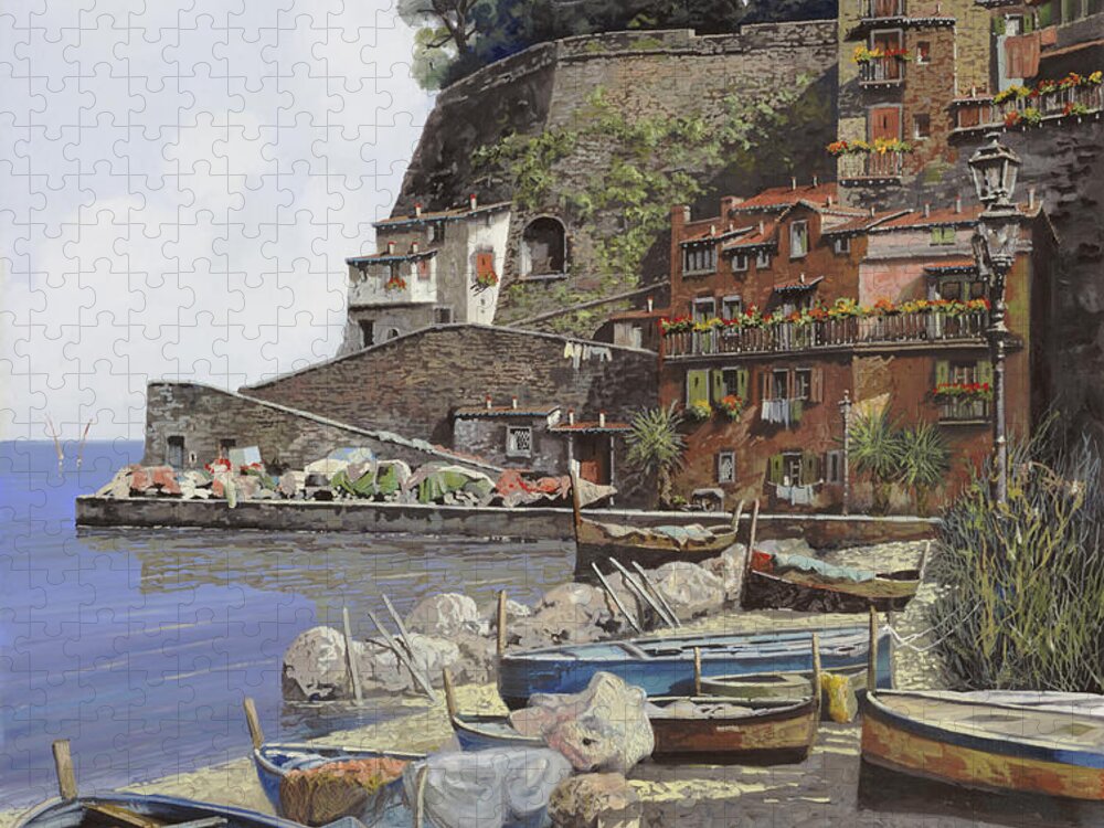 Italy Jigsaw Puzzle featuring the painting il porto di Sorrento by Guido Borelli