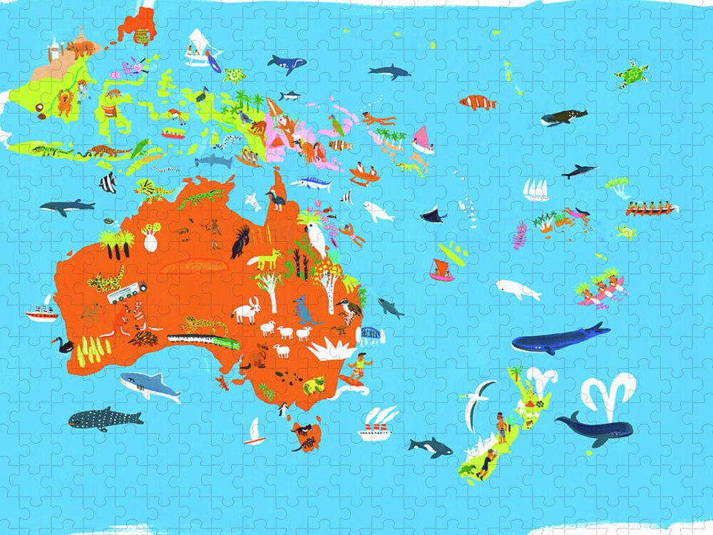 Abundance Jigsaw Puzzle featuring the photograph Illustrated Map Of Australasian by Ikon Ikon Images