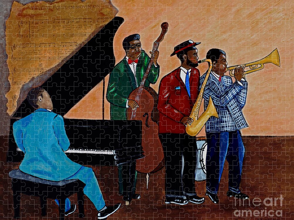 Jazz Jigsaw Puzzle featuring the painting Im Moving On by Barbara McMahon