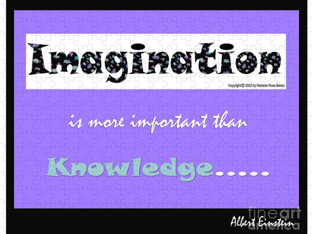 Imagination Is More Important Than Knowledge Jigsaw Puzzle featuring the digital art Imagination Quote by Marlene Besso