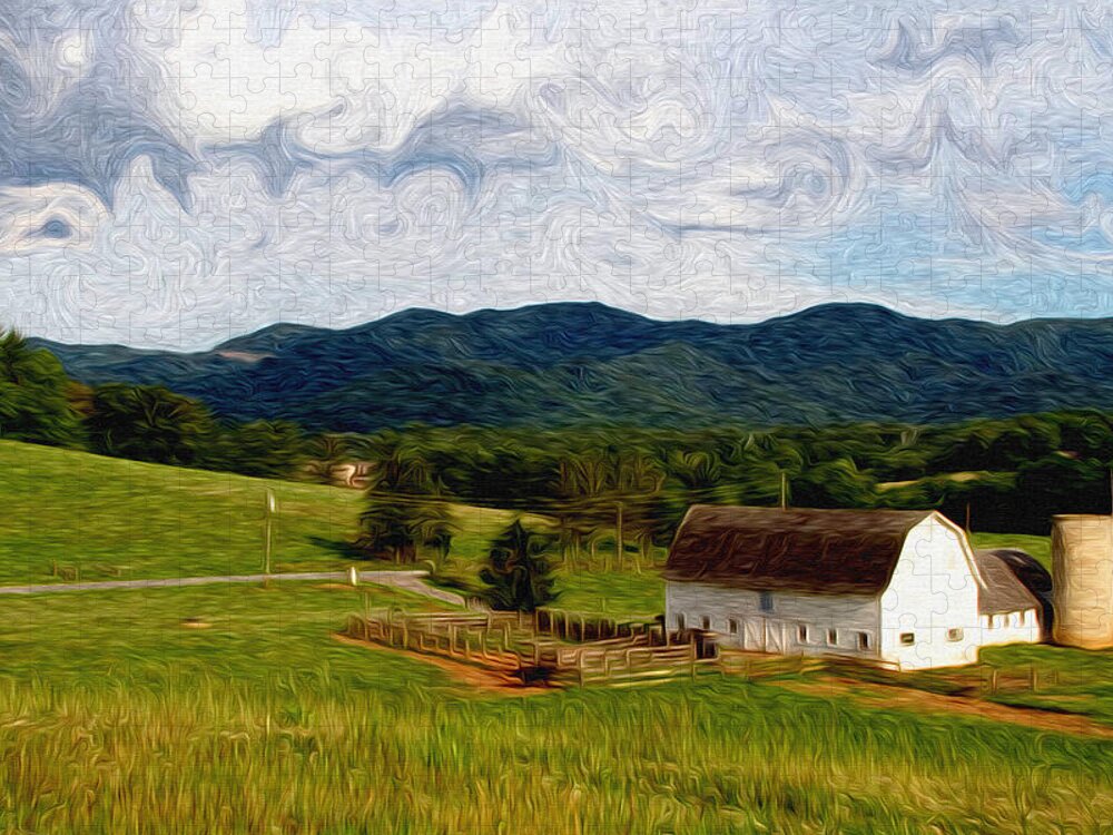 Farm Jigsaw Puzzle featuring the painting Impressionist Farming by John Haldane