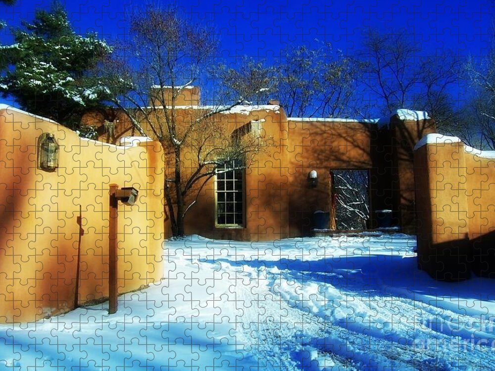 Architecture Jigsaw Puzzle featuring the photograph in Santa Fe NM by Jodie Marie Anne Richardson Traugott     aka jm-ART