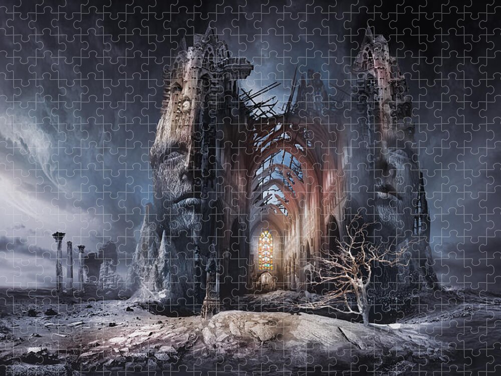 Portrait Architecture Jigsaw Puzzle featuring the digital art In Search of Meaning by George Grie