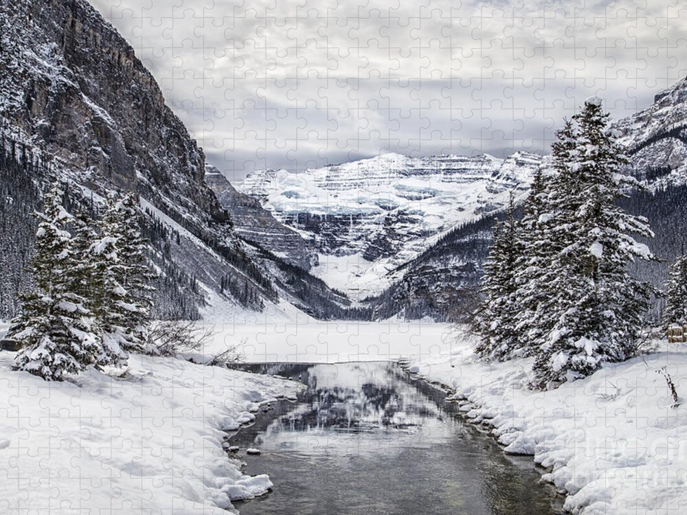 Lake Louise Jigsaw Puzzle featuring the photograph In The Heart Of The Winter by Evelina Kremsdorf