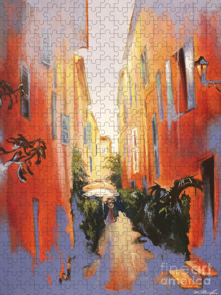 Lin Petershagen Jigsaw Puzzle featuring the painting In Town of Saint Tropez by Lin Petershagen