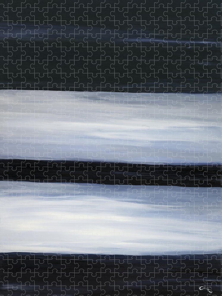 Abstract Jigsaw Puzzle featuring the painting Indigo Blur III by Tamara Nelson