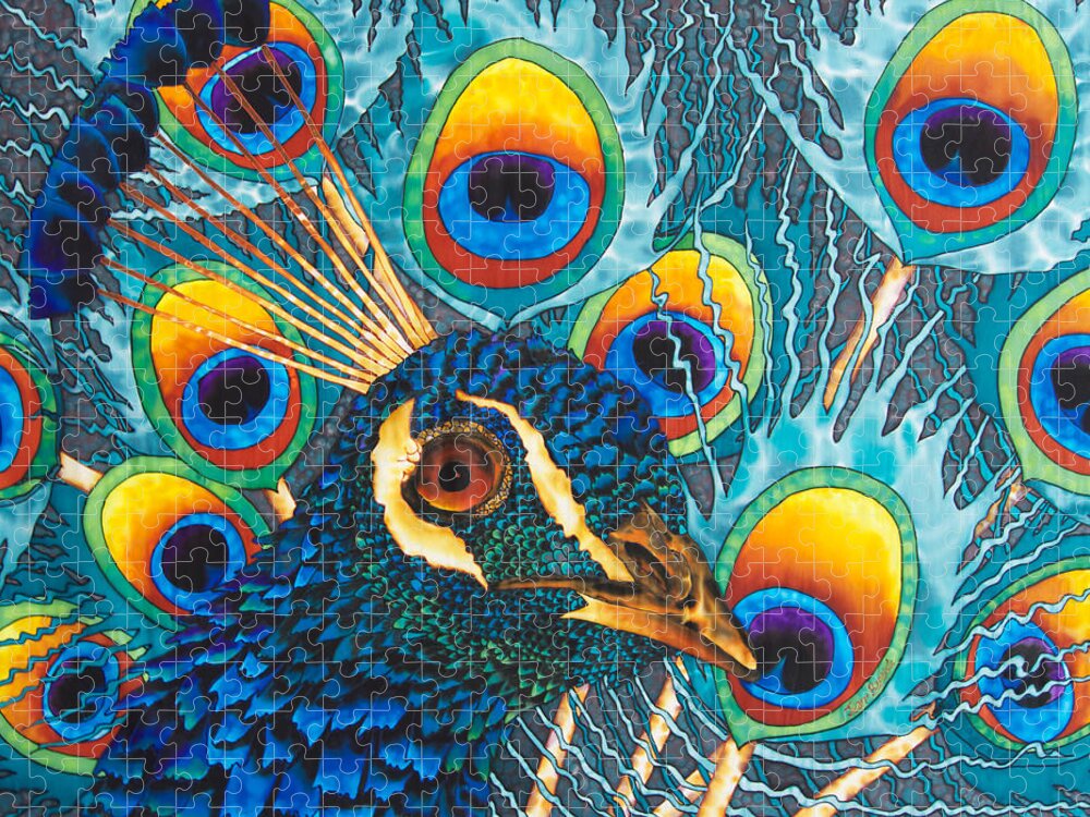Peacock Jigsaw Puzzle featuring the painting Insane Peacock by Daniel Jean-Baptiste