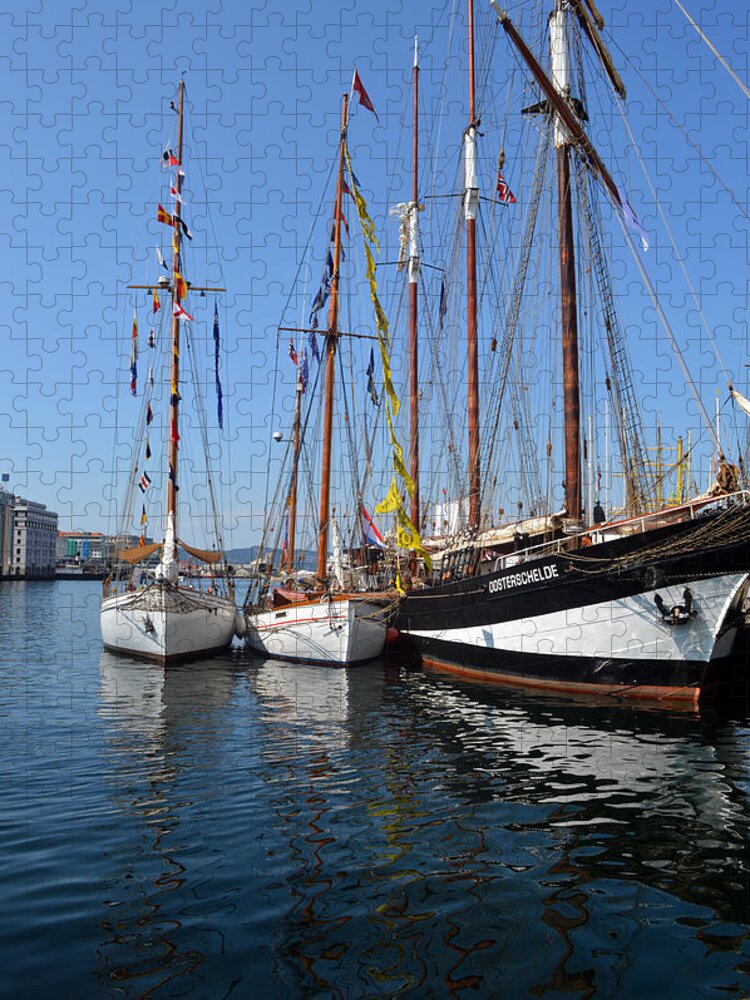 Sailing Jigsaw Puzzle featuring the photograph International Sailing Festival in Bergen Norway 2 by Carol Eliassen