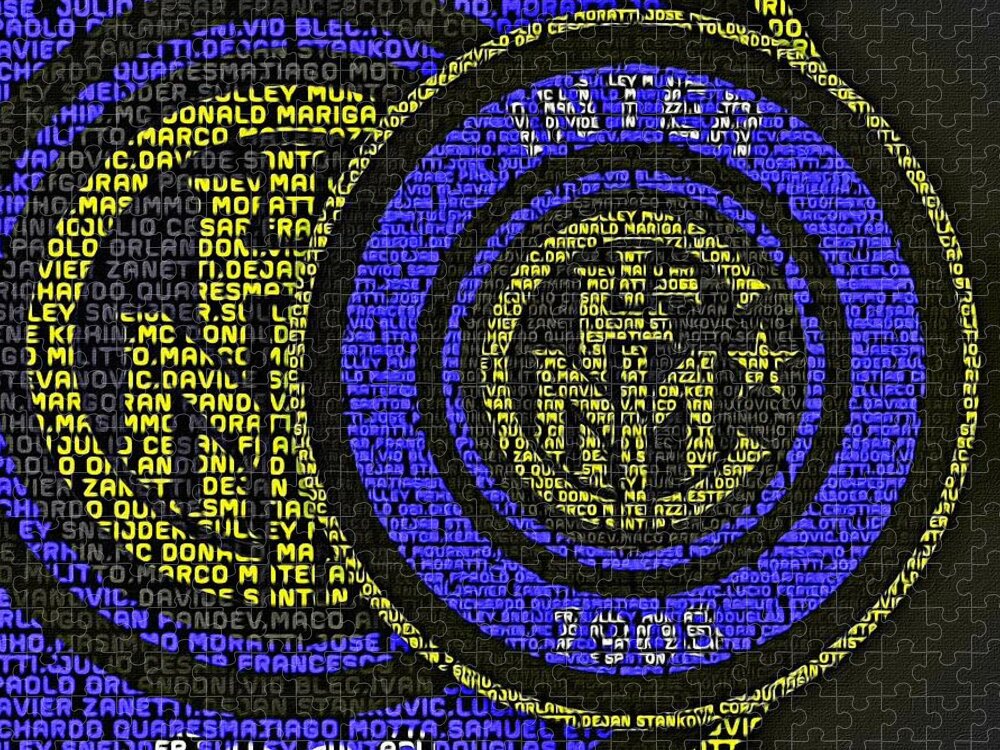 Inter Milan Jigsaw Puzzle featuring the painting Internazionale Typography Poster by Florian Rodarte