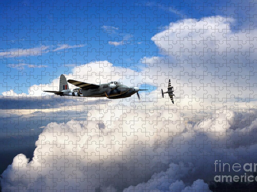 De Havilland Jigsaw Puzzle featuring the digital art Invasion Mosquitos by Airpower Art