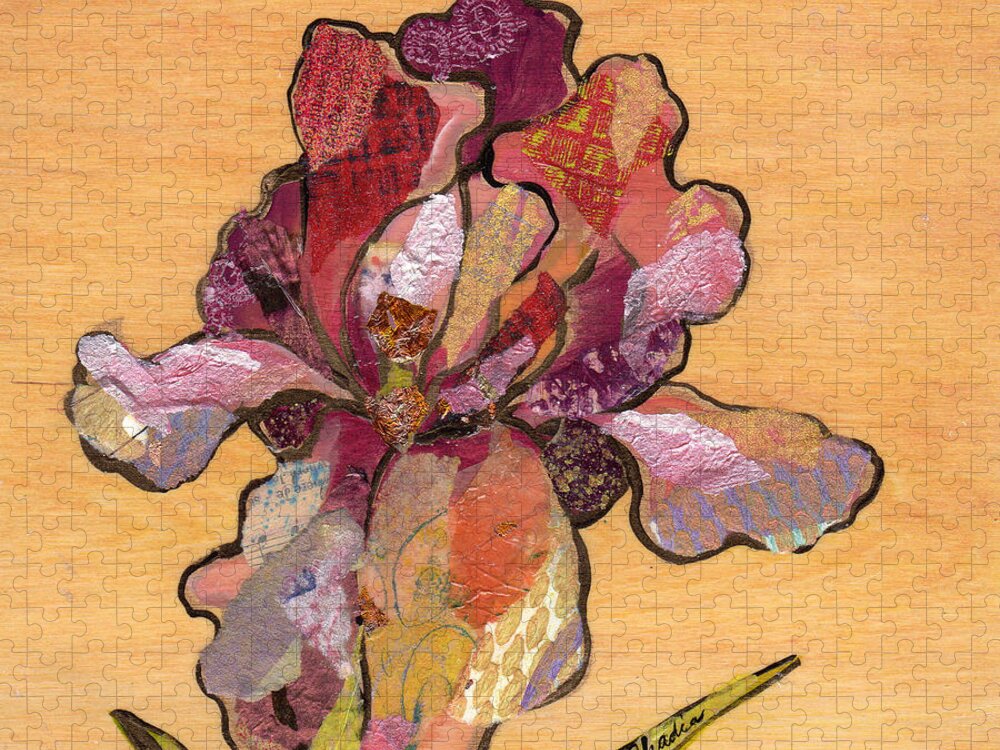 Flower Jigsaw Puzzle featuring the painting Iris II - Series II by Shadia Derbyshire