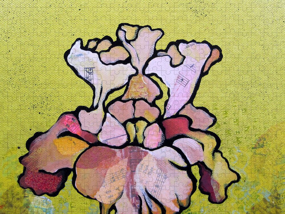 Flower Jigsaw Puzzle featuring the painting Iris IV by Shadia Derbyshire