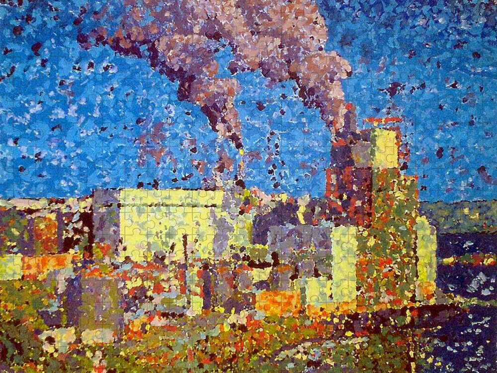 Truck Jigsaw Puzzle featuring the painting Irving Pulp Mill by Michael Graham