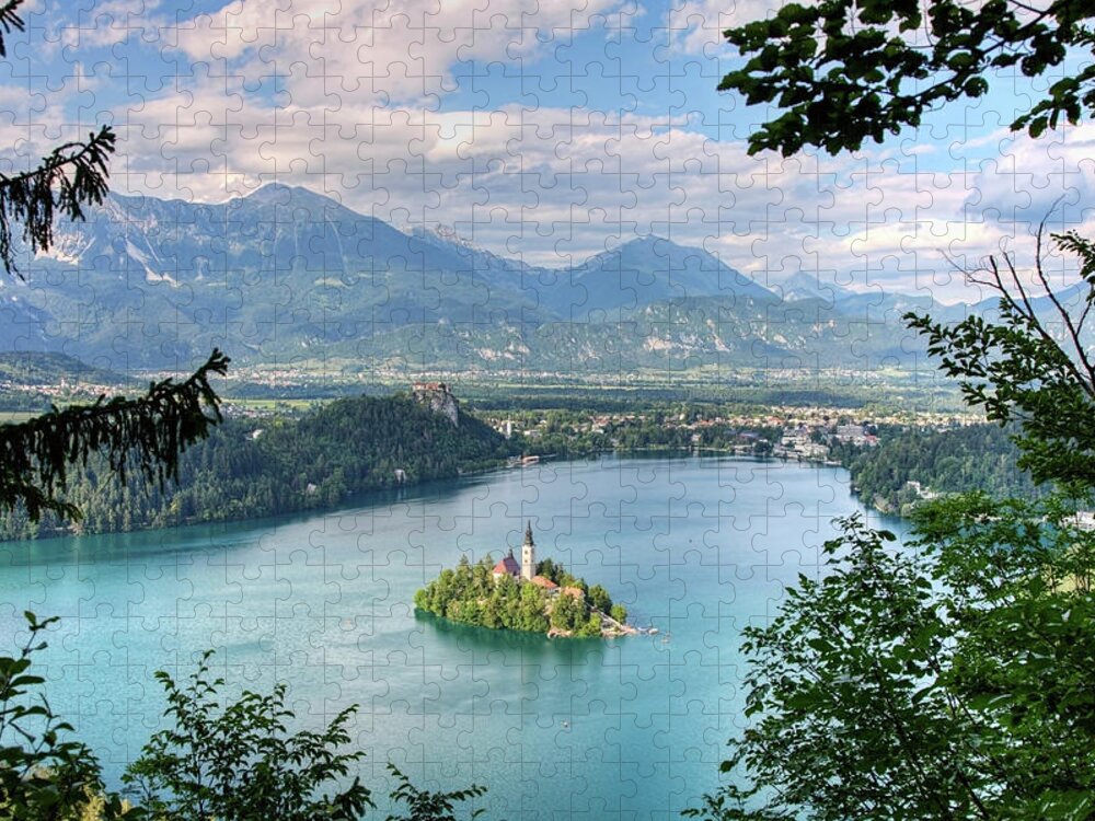 Scenics Jigsaw Puzzle featuring the photograph Island Church On Lake Bled In Slovenia by Tirc83