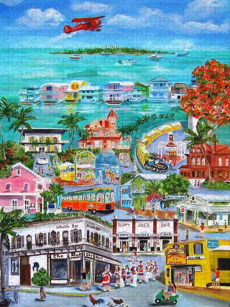 Key West Jigsaw Puzzle featuring the painting Island Daze by Linda Cabrera