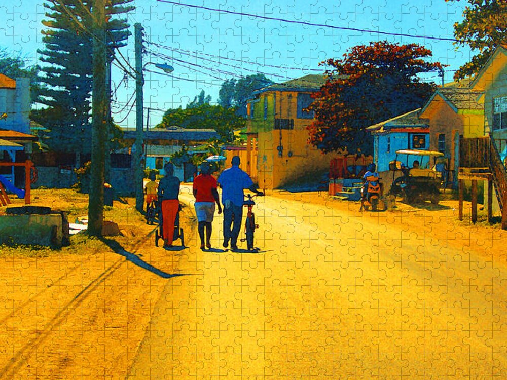 Island Paintings Jigsaw Puzzle featuring the painting Island Life 8 - Village Road by CHAZ Daugherty