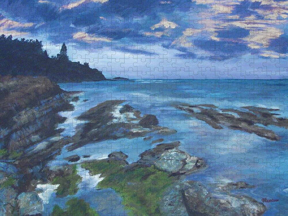 Island Coast Jigsaw Puzzle featuring the painting Isle Coast by Cynthia Morgan