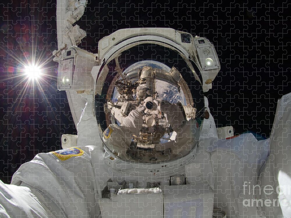 Space Jigsaw Puzzle featuring the photograph ISS Expedition 32 Spacewalk by Nasa Jsc