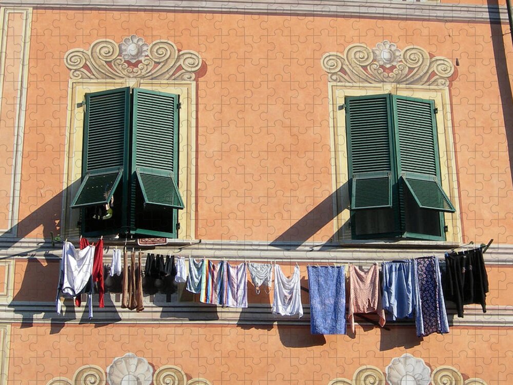 Italian Scenes Jigsaw Puzzle featuring the photograph Italian Clothesline by Melinda Saminski