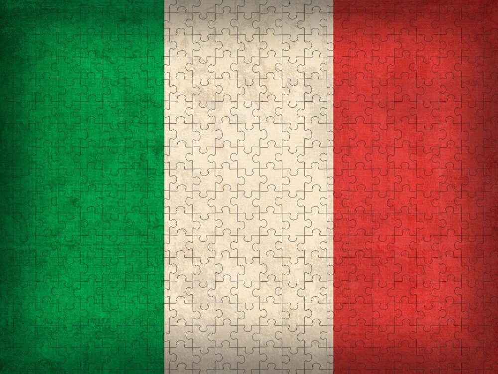 Italy Flag Vintage Distressed Finish Rome Italian Europe Venice Jigsaw Puzzle featuring the mixed media Italy Flag Vintage Distressed Finish by Design Turnpike