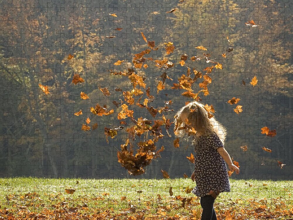 Autumn Jigsaw Puzzle featuring the photograph It's Raining Leaves by Carol Lynn Coronios