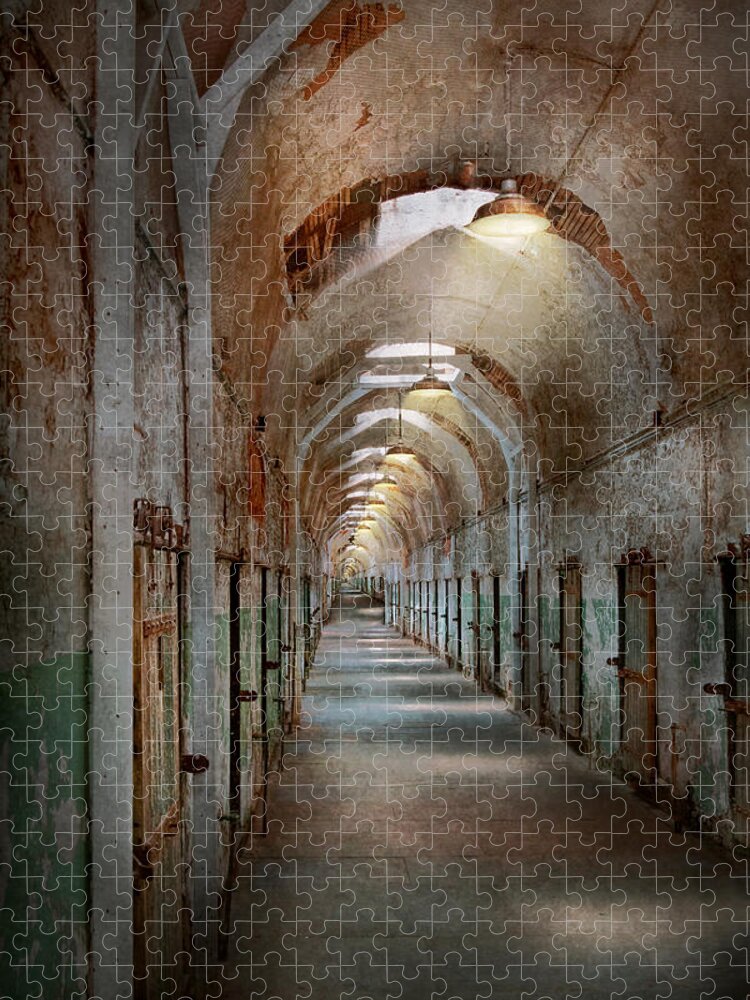 Jail Jigsaw Puzzle featuring the photograph Jail - Eastern State Penitentiary - Endless torment by Mike Savad