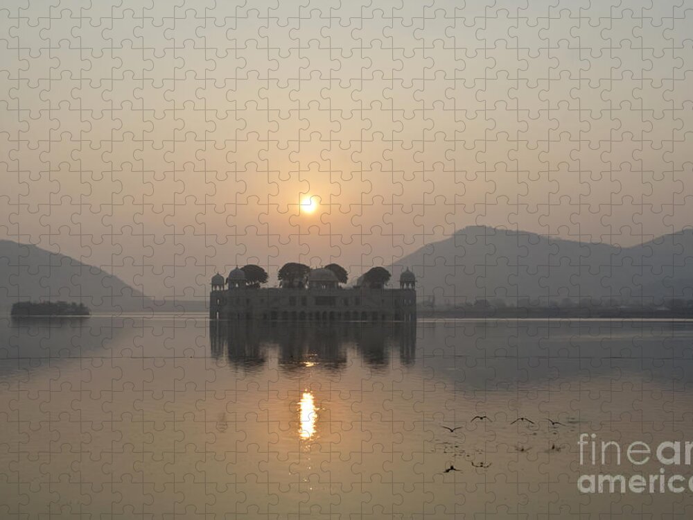 Sunrise Jigsaw Puzzle featuring the photograph Jal Mahal in sunrise by Elena Perelman