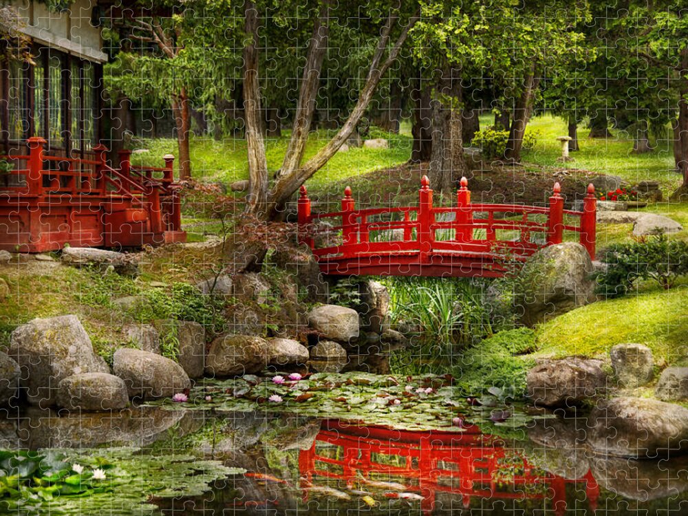 Teahouse Jigsaw Puzzle featuring the photograph Japanese Garden - Meditation by Mike Savad