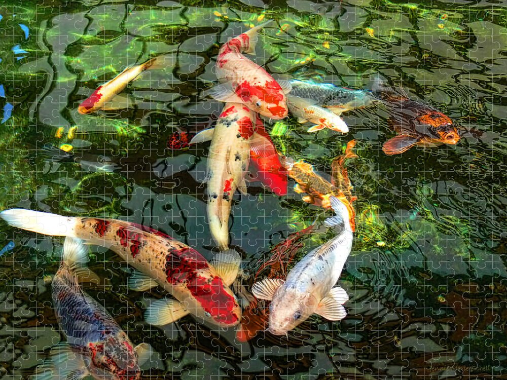 Koi Jigsaw Puzzle featuring the photograph Japanese Koi Fish Pond by Jennie Marie Schell