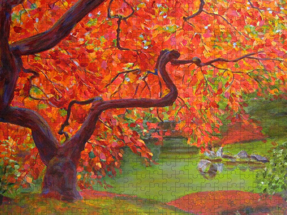 Japanese Jigsaw Puzzle featuring the painting Japanese Maple Tree by Robie Benve