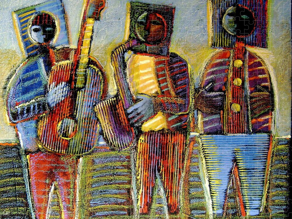Jazz Trio Jigsaw Puzzle featuring the painting Jazz Trio by Gerry High