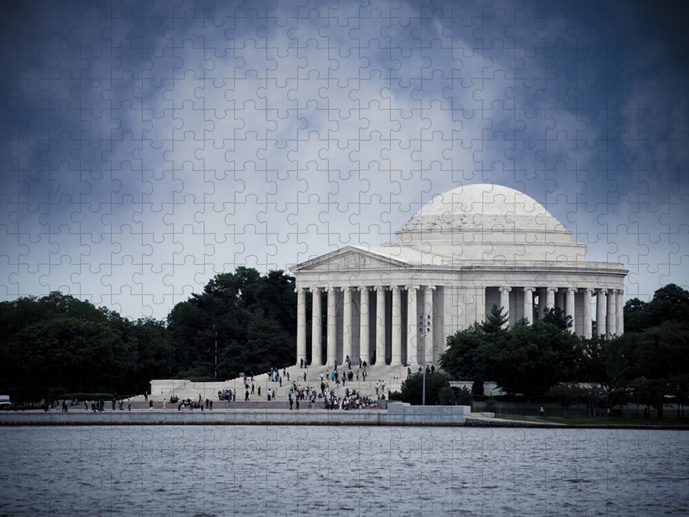 Blue And White Jigsaw Puzzle featuring the photograph Jefferson Memorial by Christi Kraft