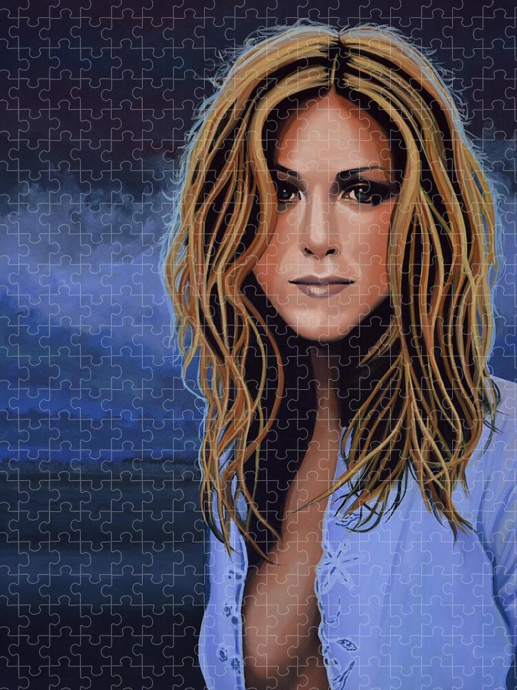 Jennifer Aniston Jigsaw Puzzle featuring the painting Jennifer Aniston Painting by Paul Meijering