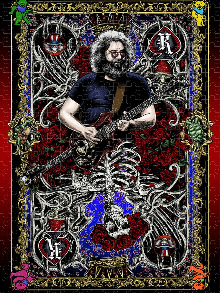 Jerry Garcia Jigsaw Puzzle featuring the drawing Jerry Card by Gary Kroman