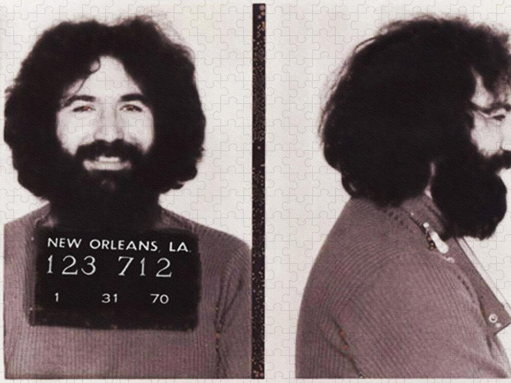 Jerry Jigsaw Puzzle featuring the photograph Jerry Garcia Mugshot by Digital Reproductions